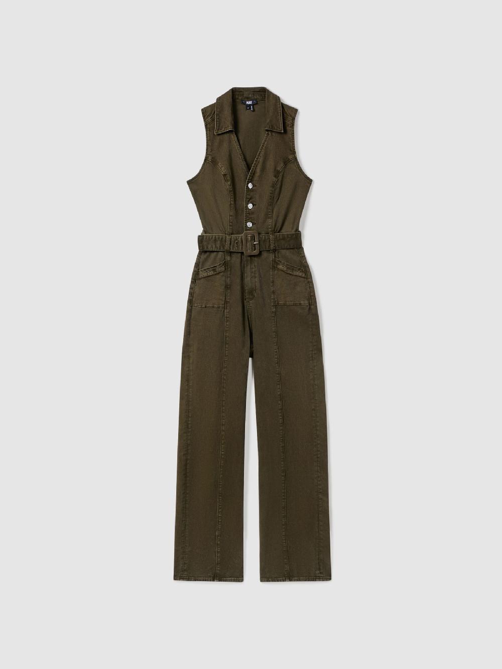 Reiss Paige Denim Jumpsuit In Olive