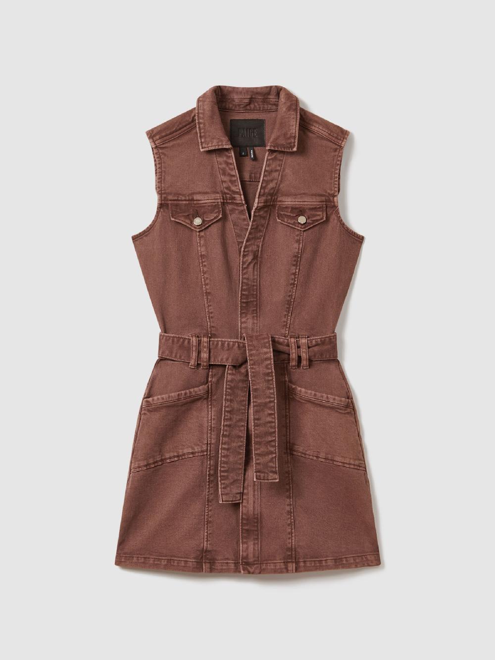 Reiss Paige Denim Mini Dress In Vintage Brown
