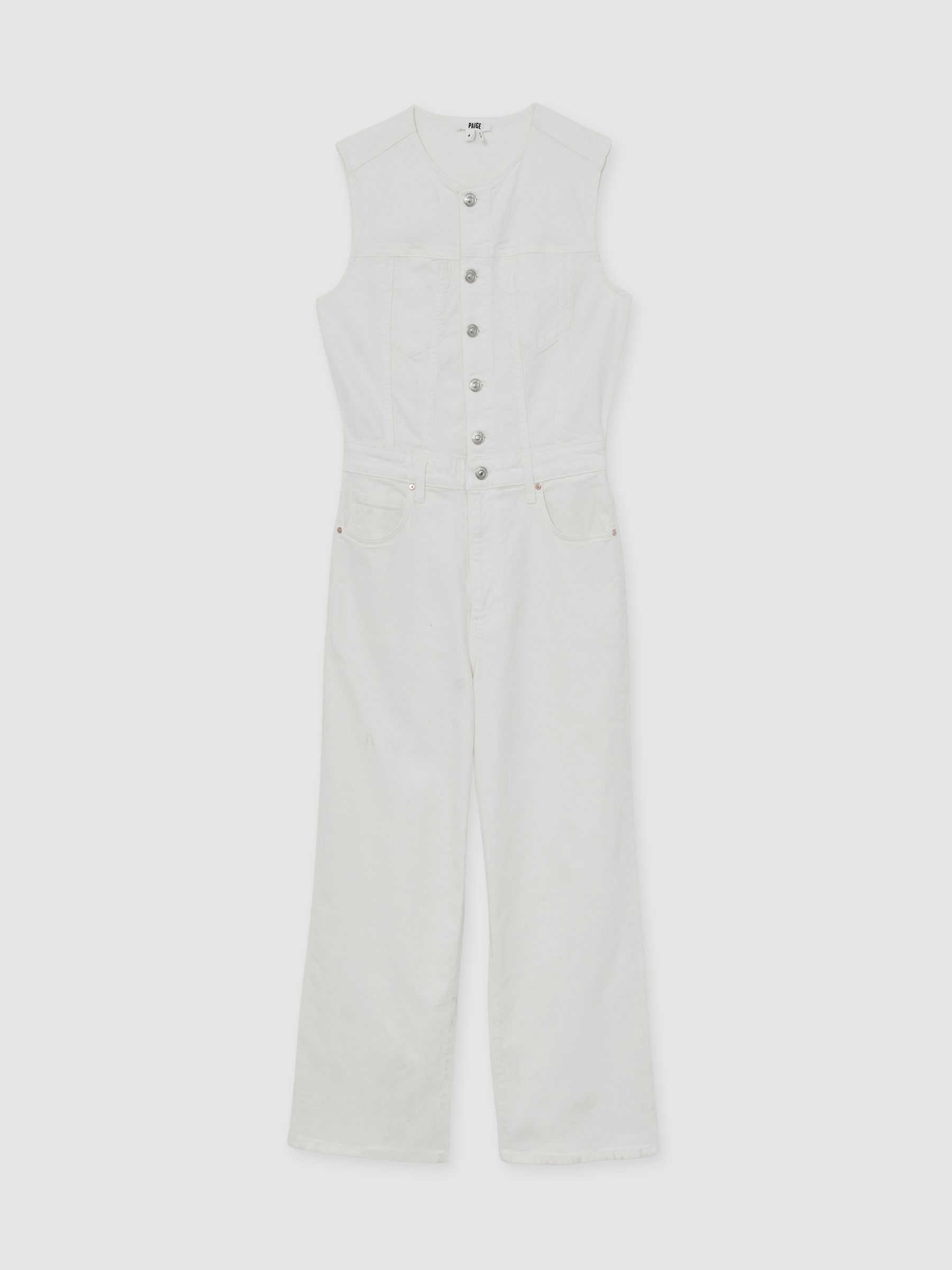 Reiss Paige Denim Straight Leg Jumpsuit In Ecru
