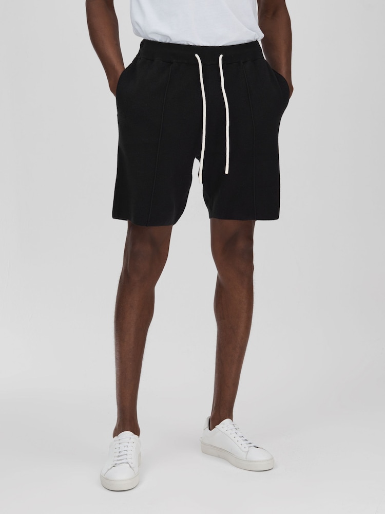 reiss Paige Drawstring Sweat Shorts in Black