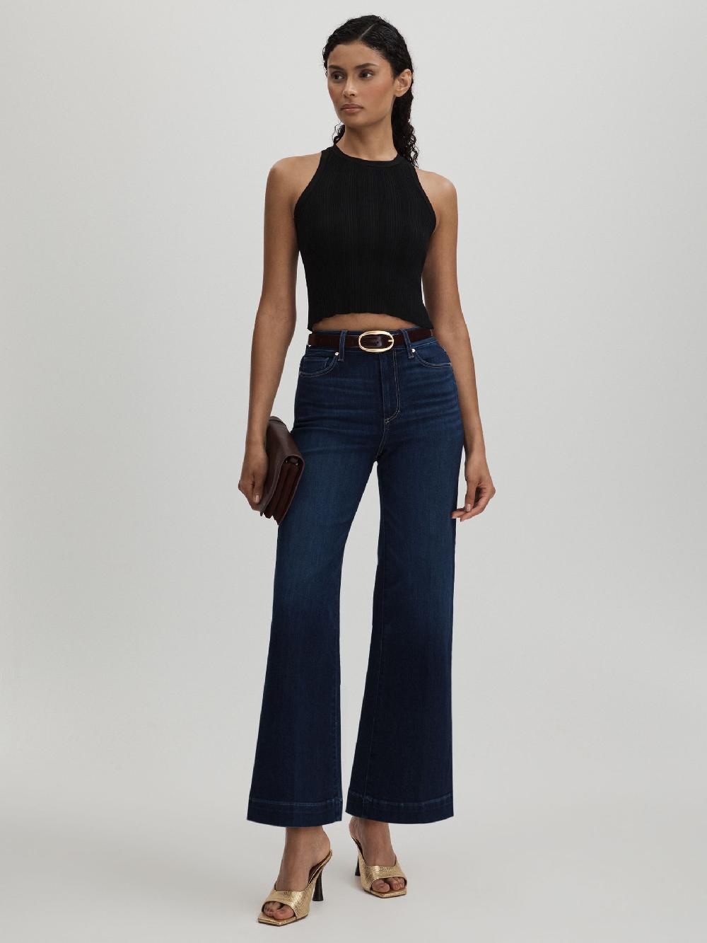 Reiss Paige Flared Cropped Jeans In Symbolism Blue
