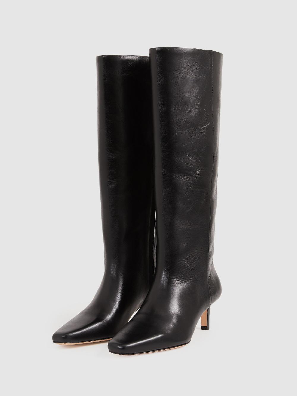 Reiss Paige Leather Knee-High Boots In Black