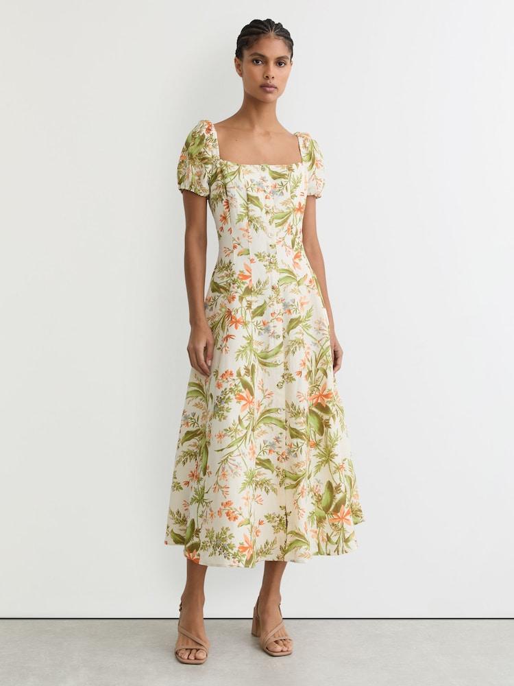 reiss Paige Lindi Dress in Cream Print