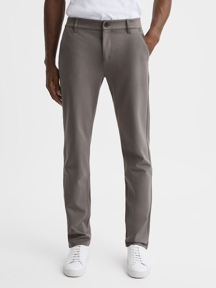 reiss Paige Mid Rise Trousers in Dark Taupe