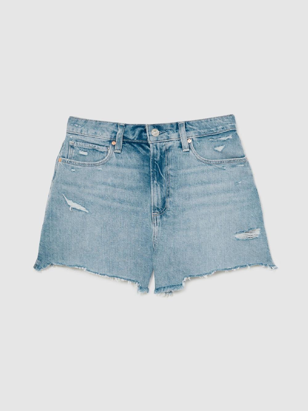 Reiss Paige Raw Hem Shorts In Light Blue