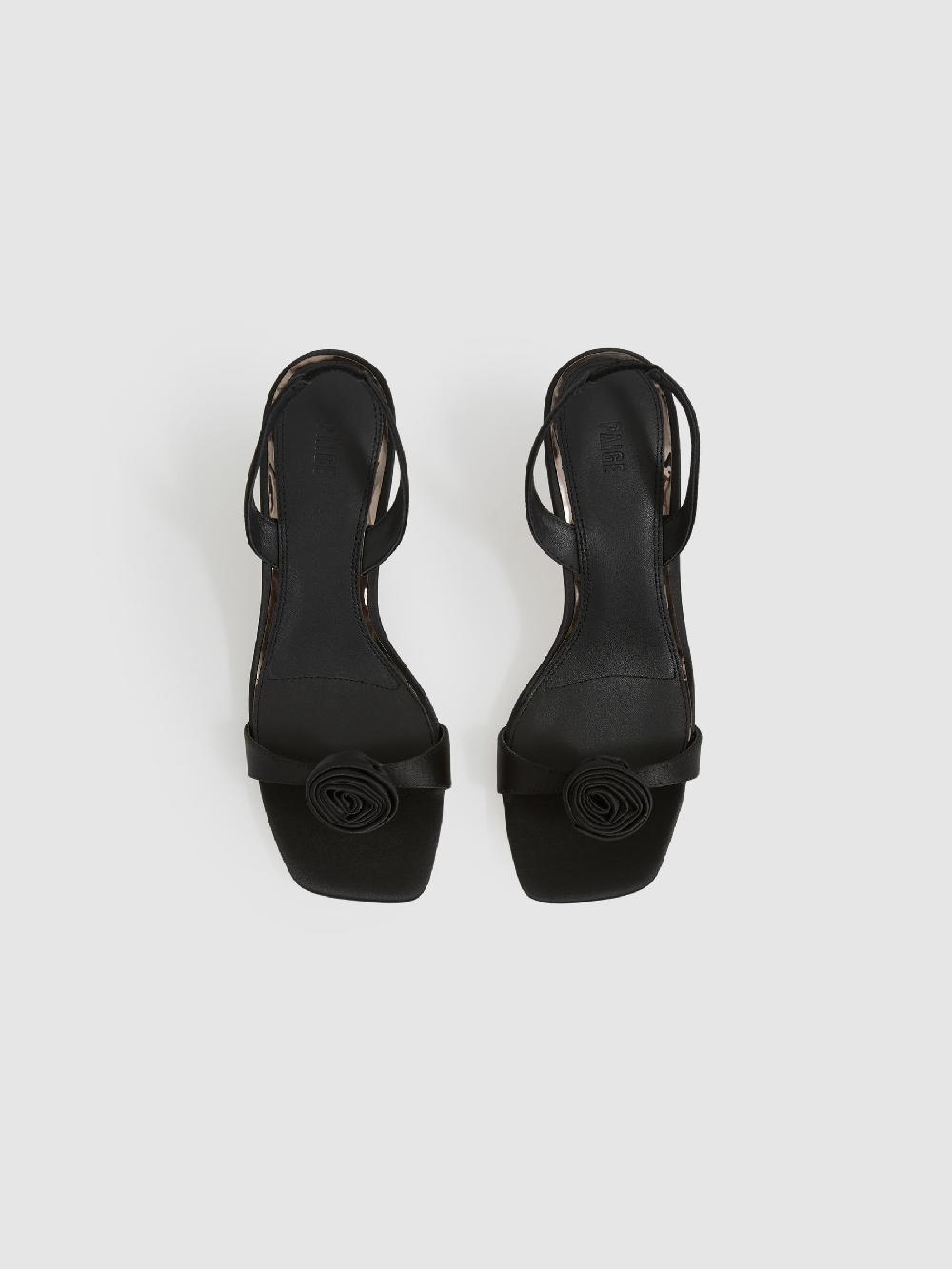 Reiss Paige Satin Rosette Sandals In Black