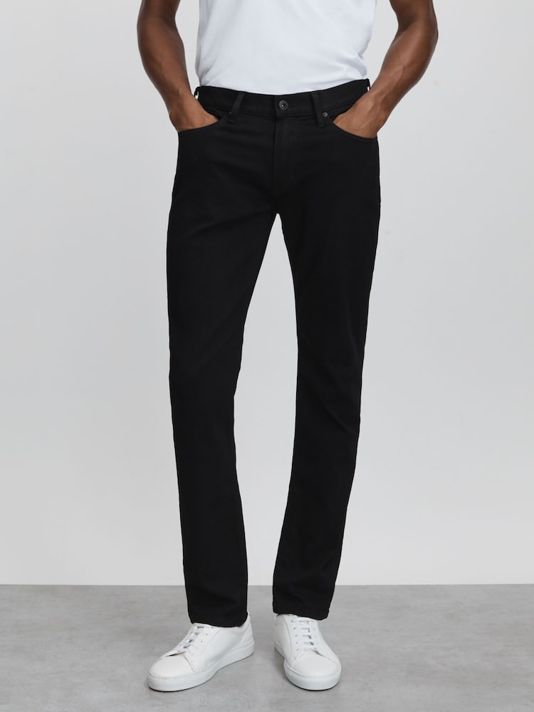 reiss Paige Slim Fit Stretch Jeans in Black Shadow