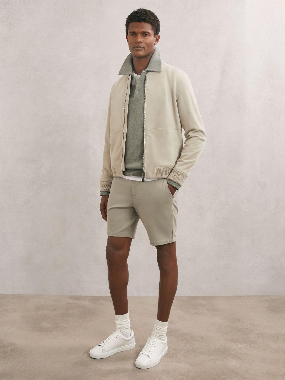 Reiss Paige Slim-Fit Stretch Shorts In Light Green