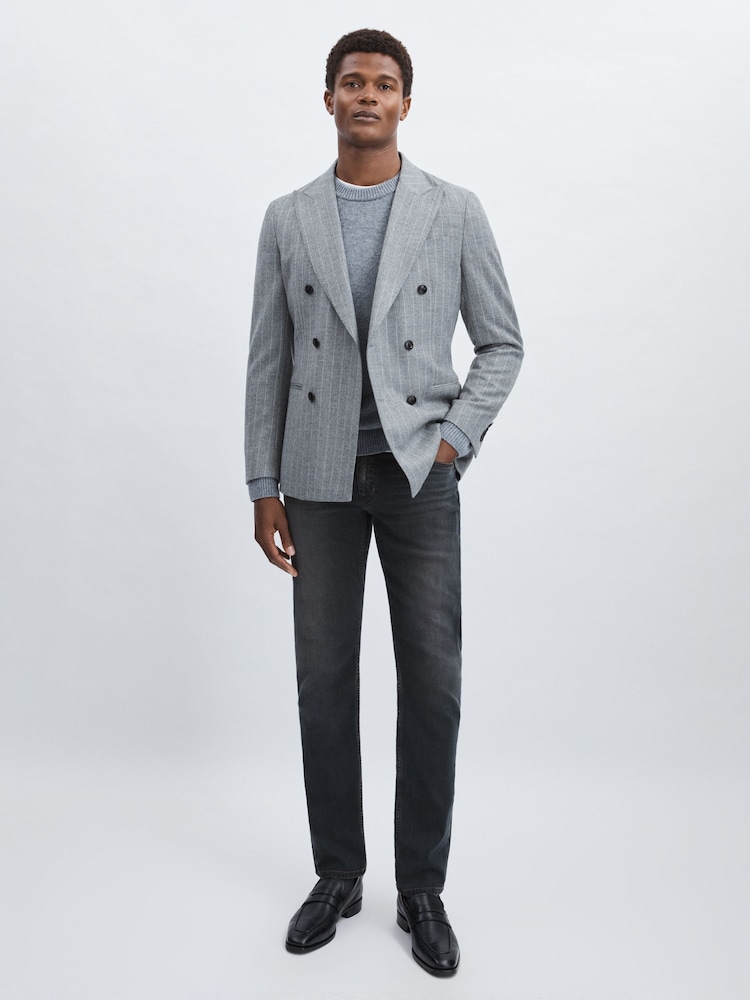 reiss Paige Slim Leg Stretch Jeans in Grey/Navy