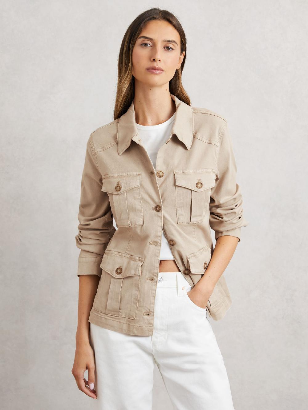 Reiss Paige Stacey Jacket In Stone Neutral