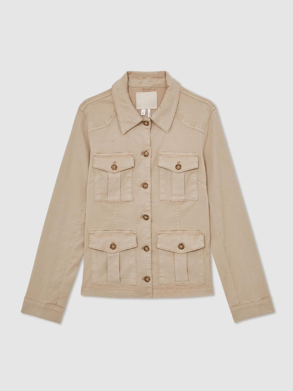 Reiss Paige Stacey Jacket In Stone Neutral