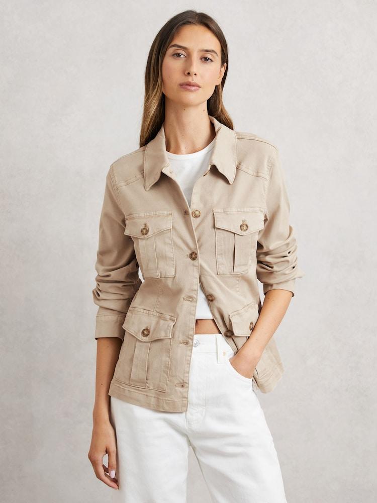 reiss Paige Stacey Jacket in Stone Neutral