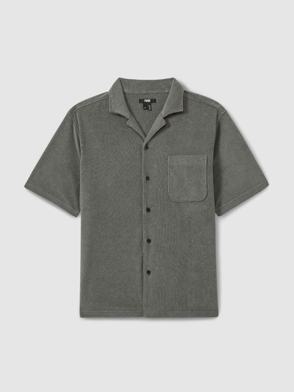Reiss Paige Terry Cuban Collar Shirt In Grey
