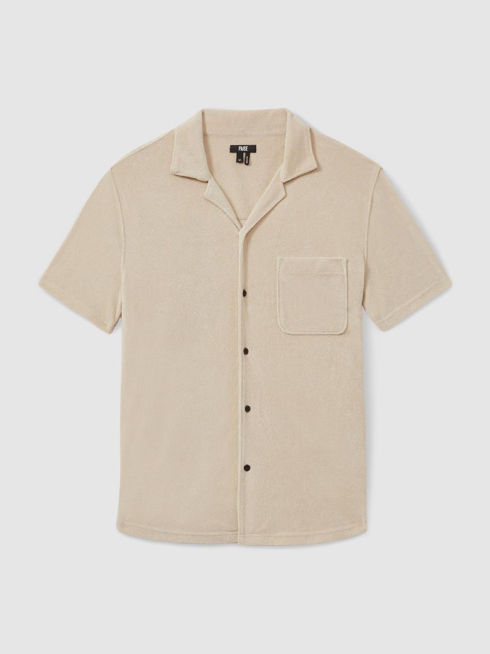 Reiss Paige Terry Cuban Collar Shirt In Natural