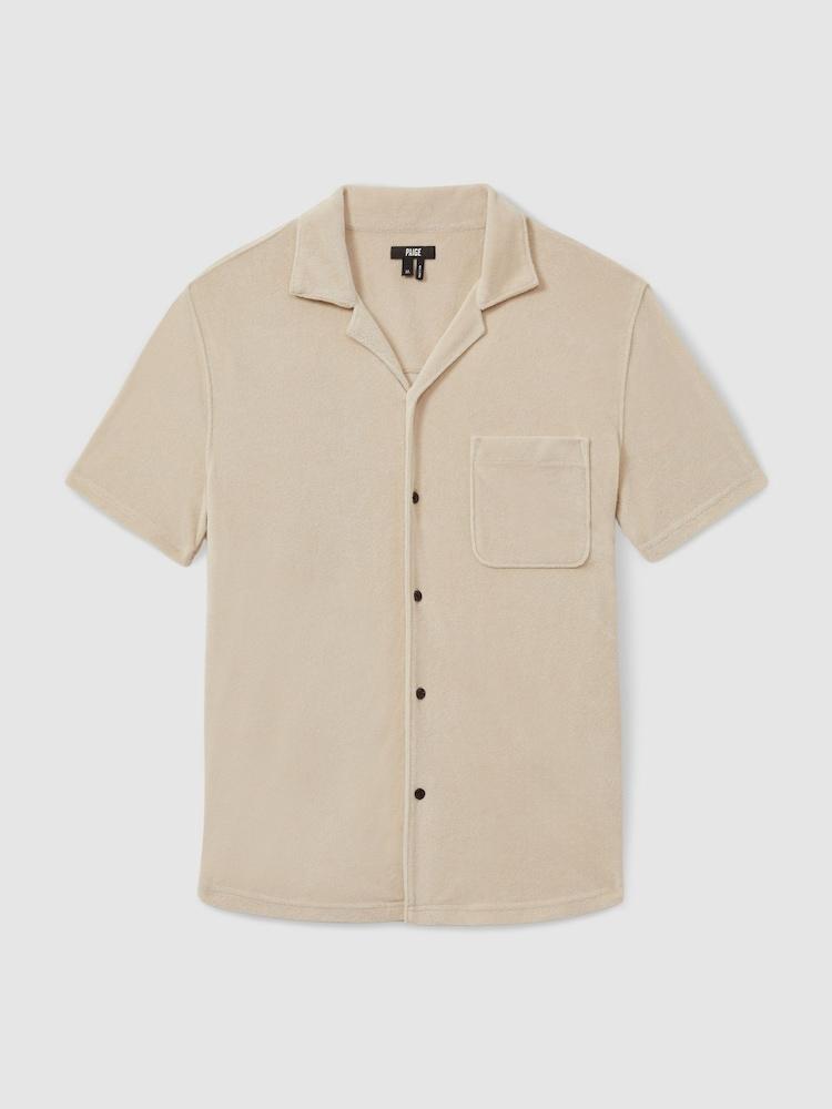 reiss Paige Terry Cuban Collar Shirt in Natural