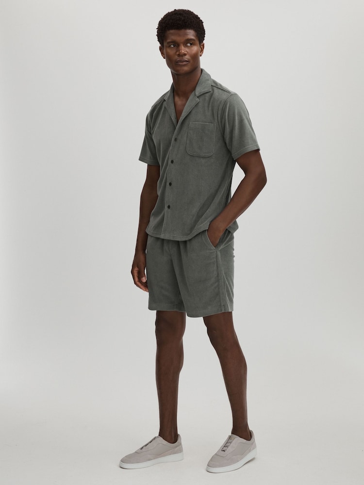 reiss Paige Terry Drawstring Shorts in Grey