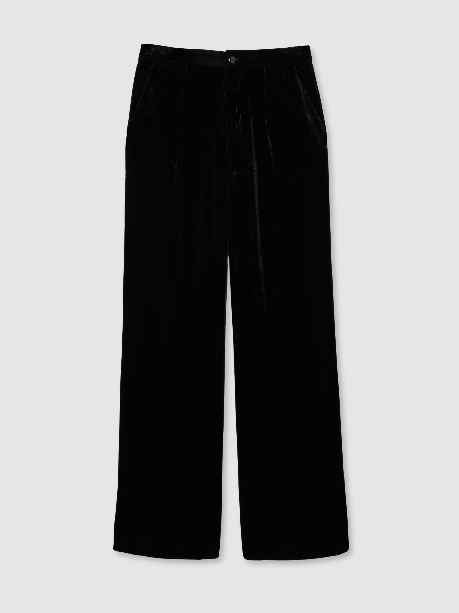 Reiss Paige Velvet Wide-Leg Trousers In Black