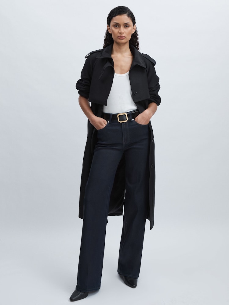 reiss Paige Wide-Leg Coated Jeans in Glazed Indigo