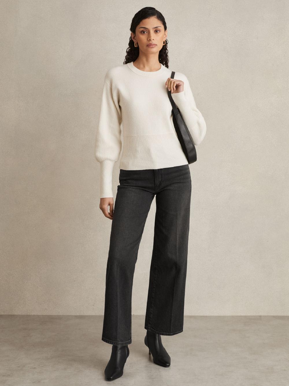 Reiss Paige Wide-Leg Cropped Jeans In Black