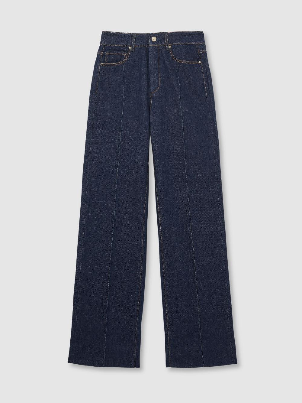Reiss Paige Wide Leg Pintuck Jeans In Anais Blue