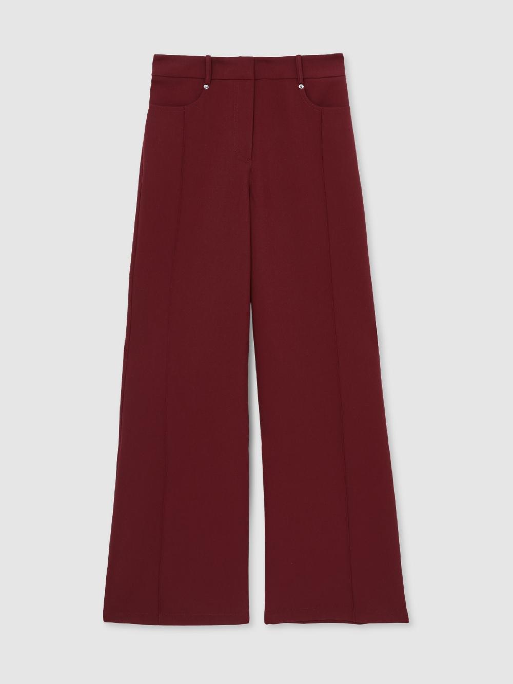 Reiss Palazzo Tailored Trousers In Dark Red