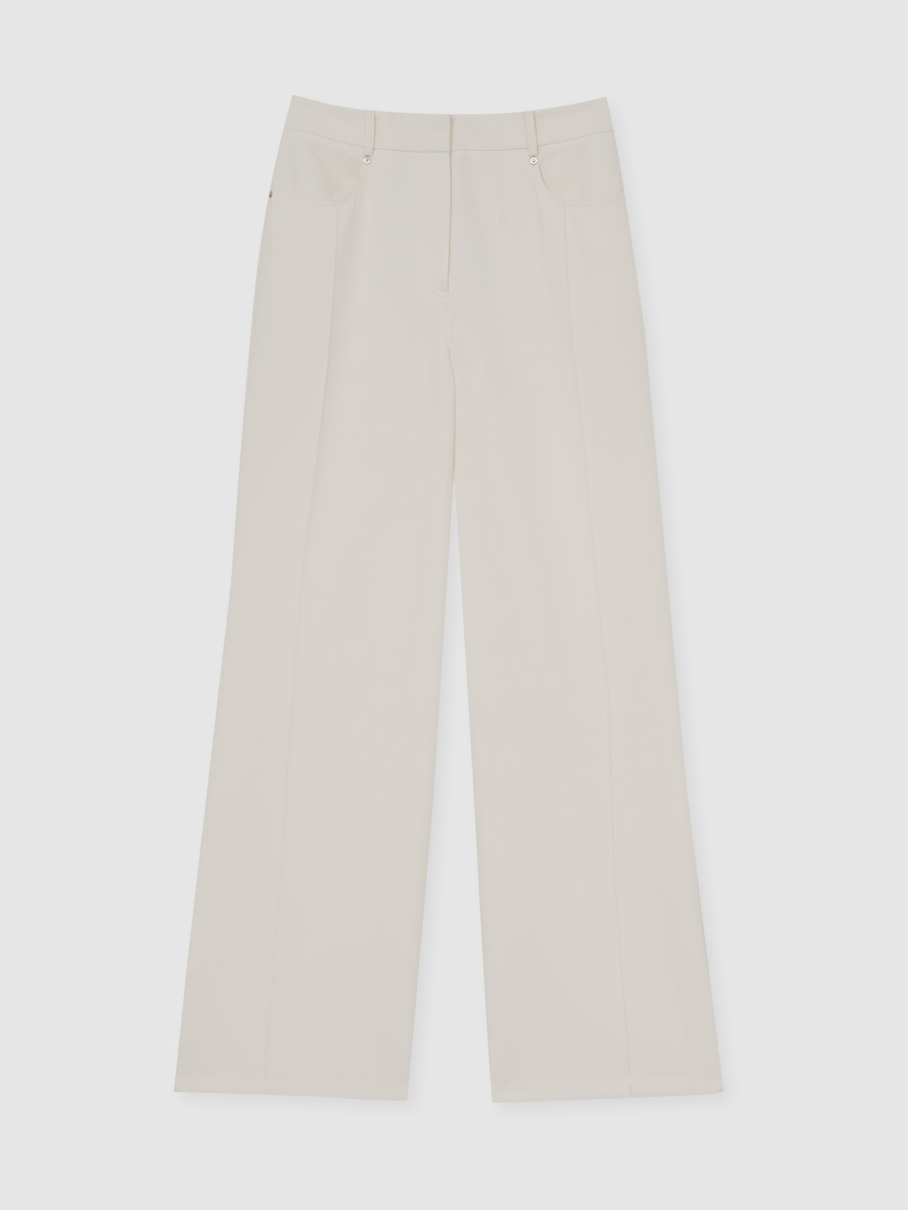 Reiss Palazzo Tailored Trousers In Ivory