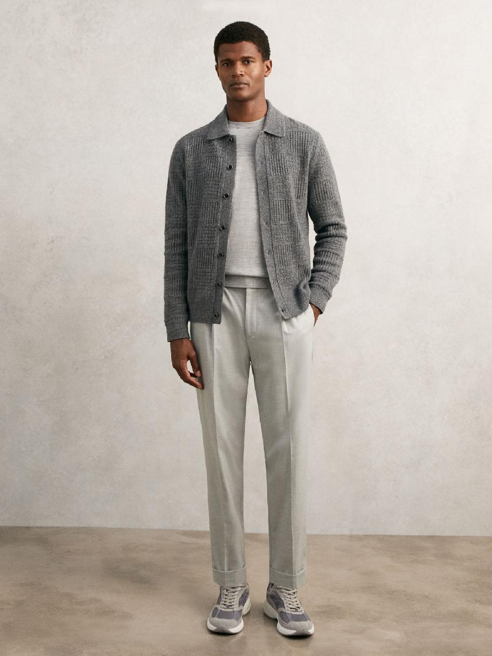 Reiss Panelled Running Trainers In Grey