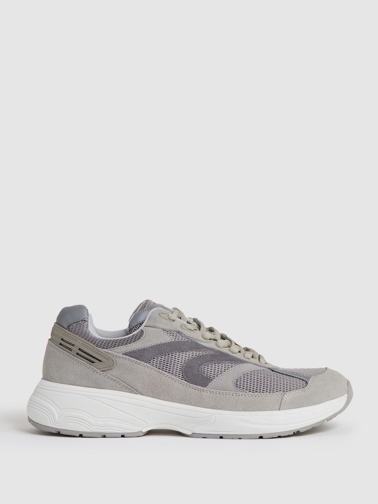 reiss Panelled Running Trainers in Grey