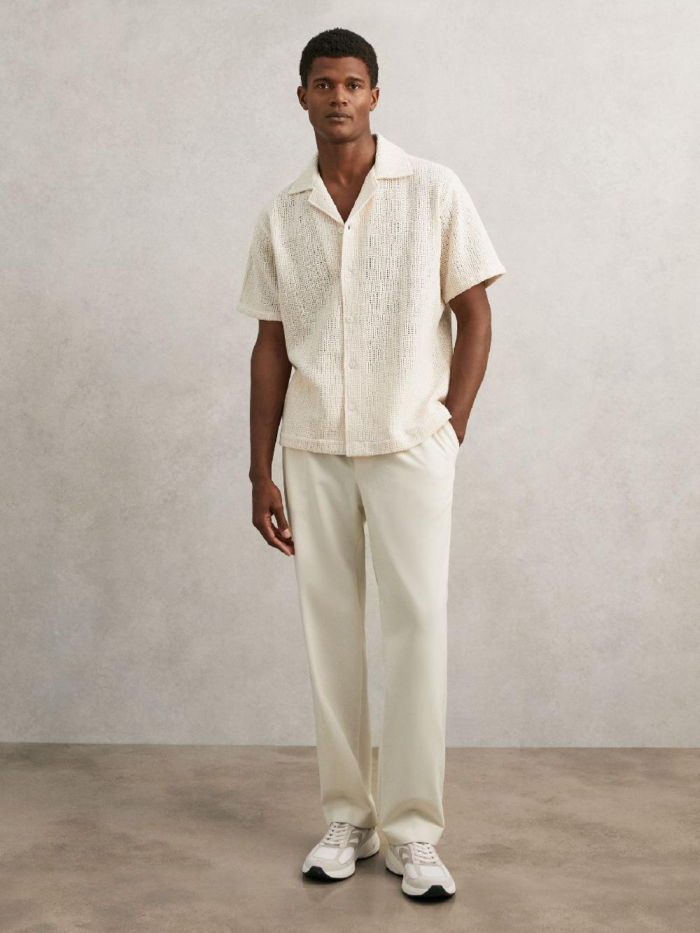 Reiss Panelled Running Trainers In Off White/Stone