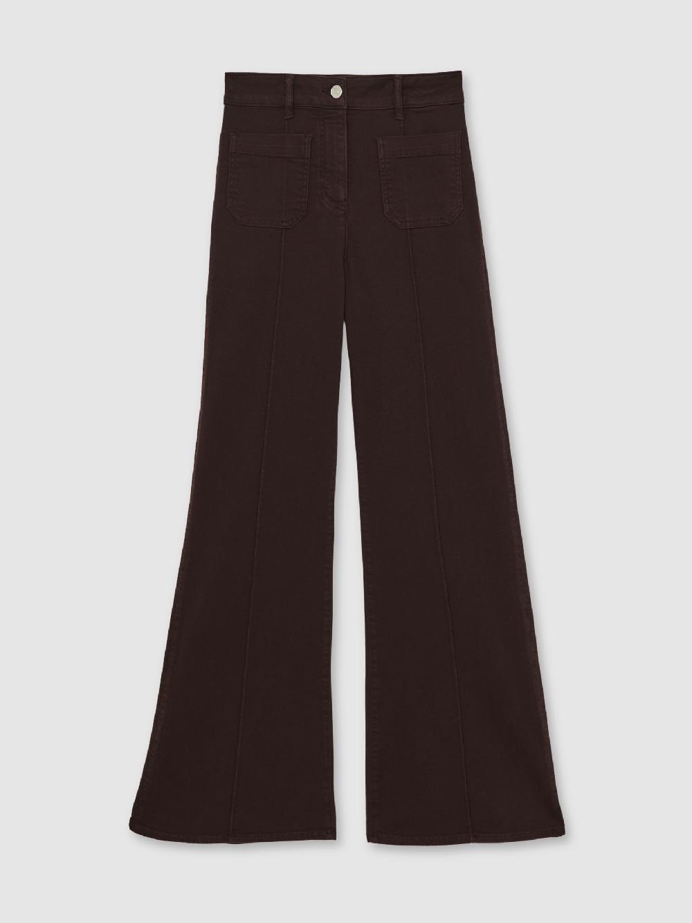 Reiss Patch-Pocket Flared Jeans In Burgundy