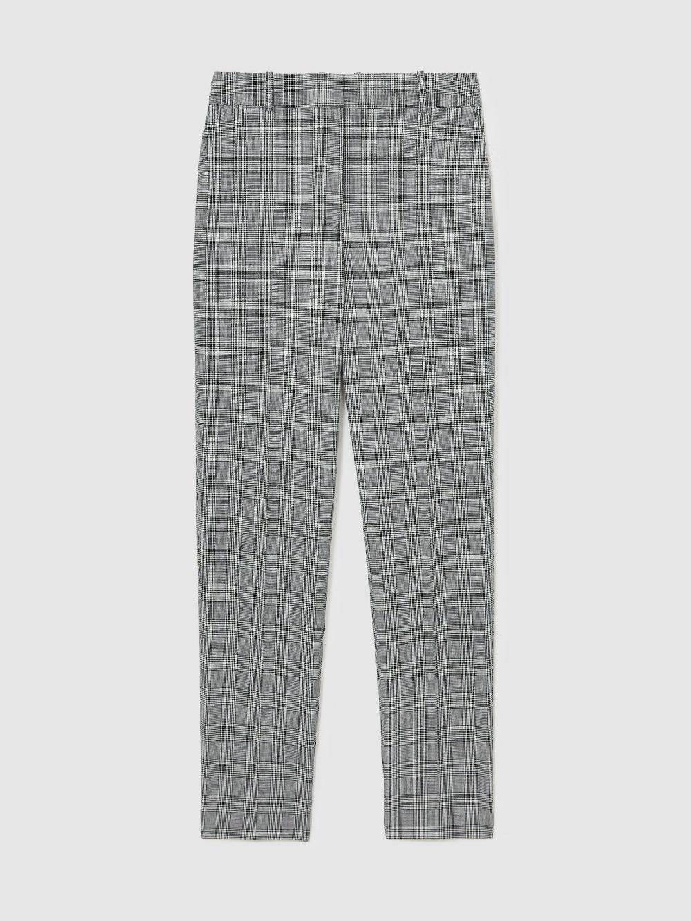 Reiss Petite Check Slim-Fit Suit Trousers In Grey