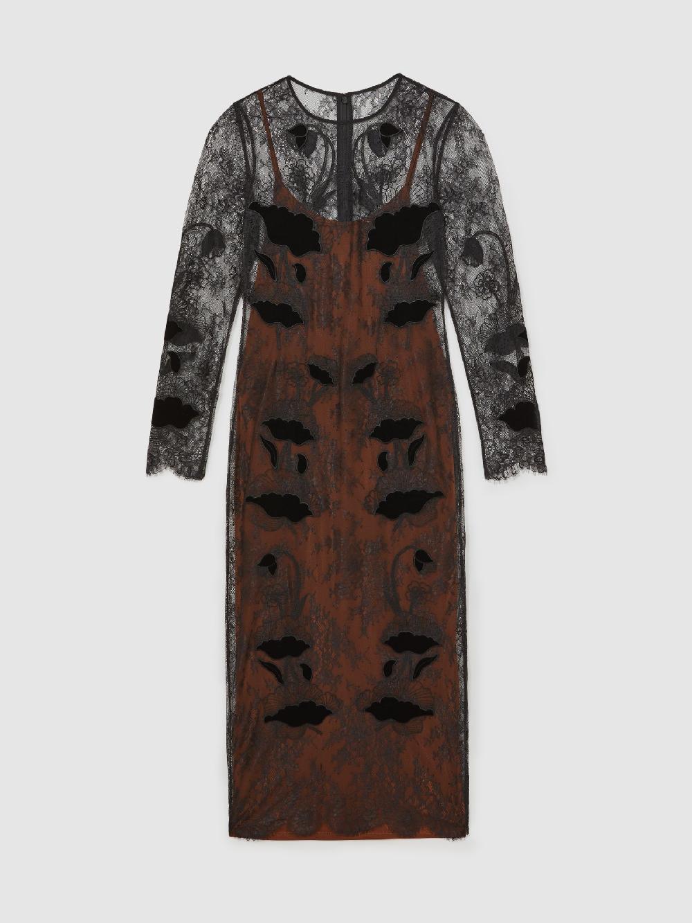 Reiss Petite Lace Overlay Midi Dress In Black