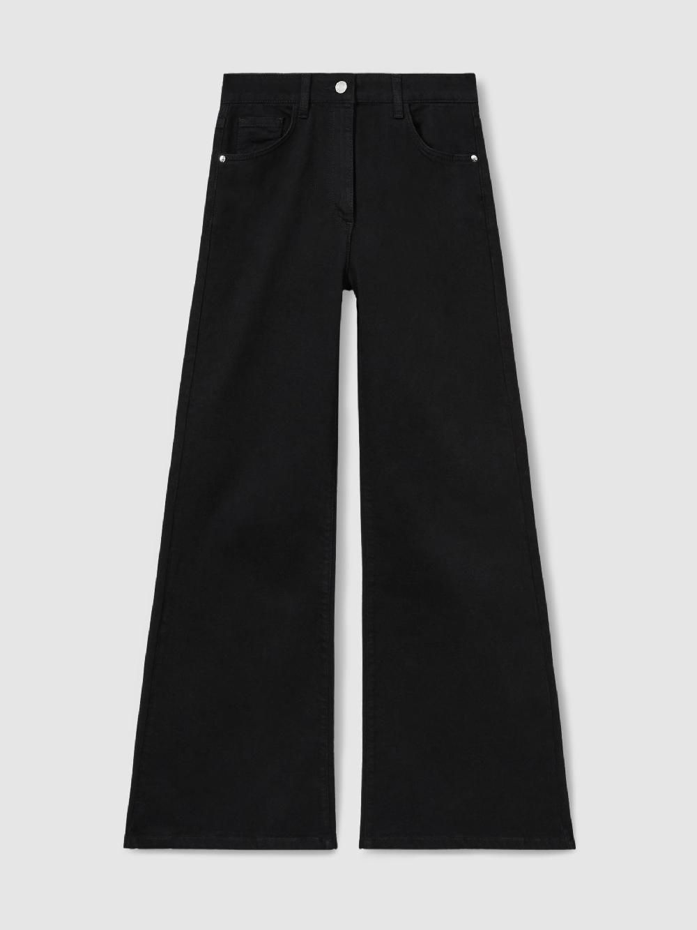 Reiss Petite Mid-Rise Flared Jeans In Black
