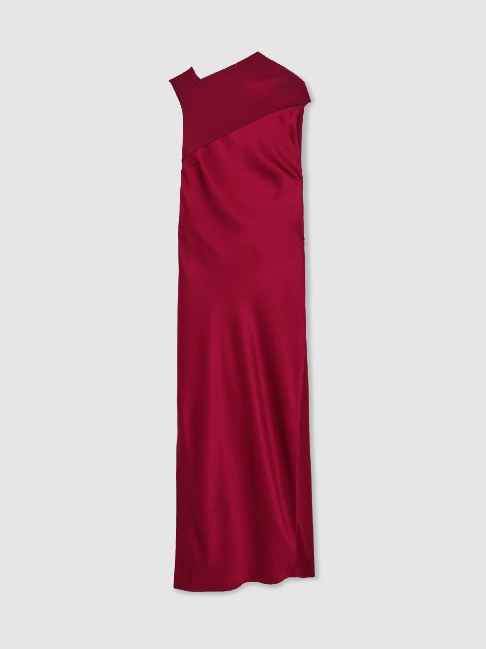 Reiss Petite Satin Draped Open-Back Dress In Red