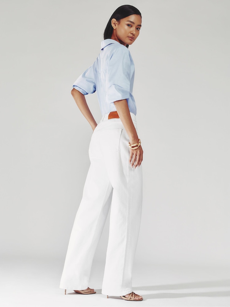 reiss Petite Straight Leg Turn Up Jeans in White