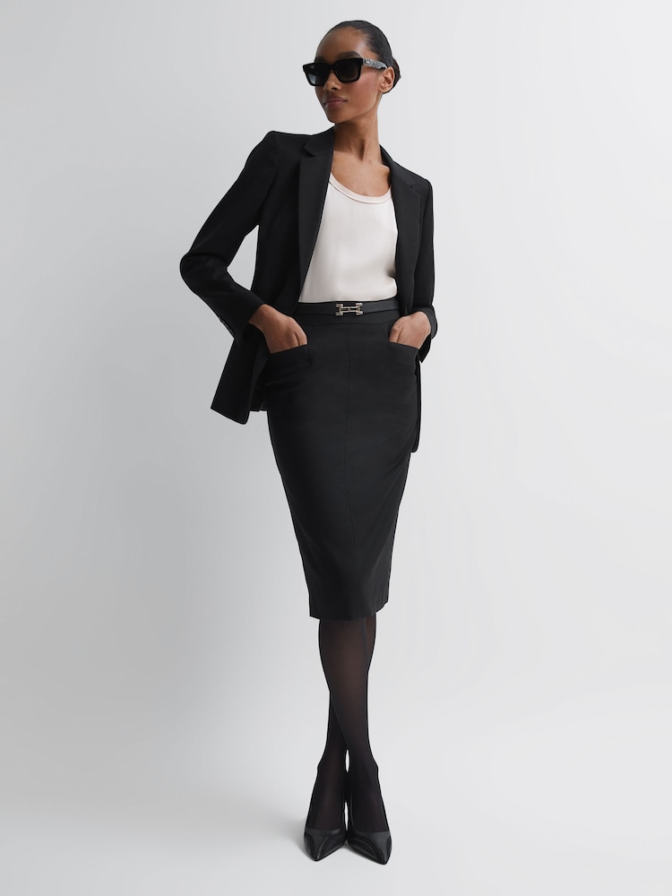 reiss Petite Tailored Pencil Skirt in Black
