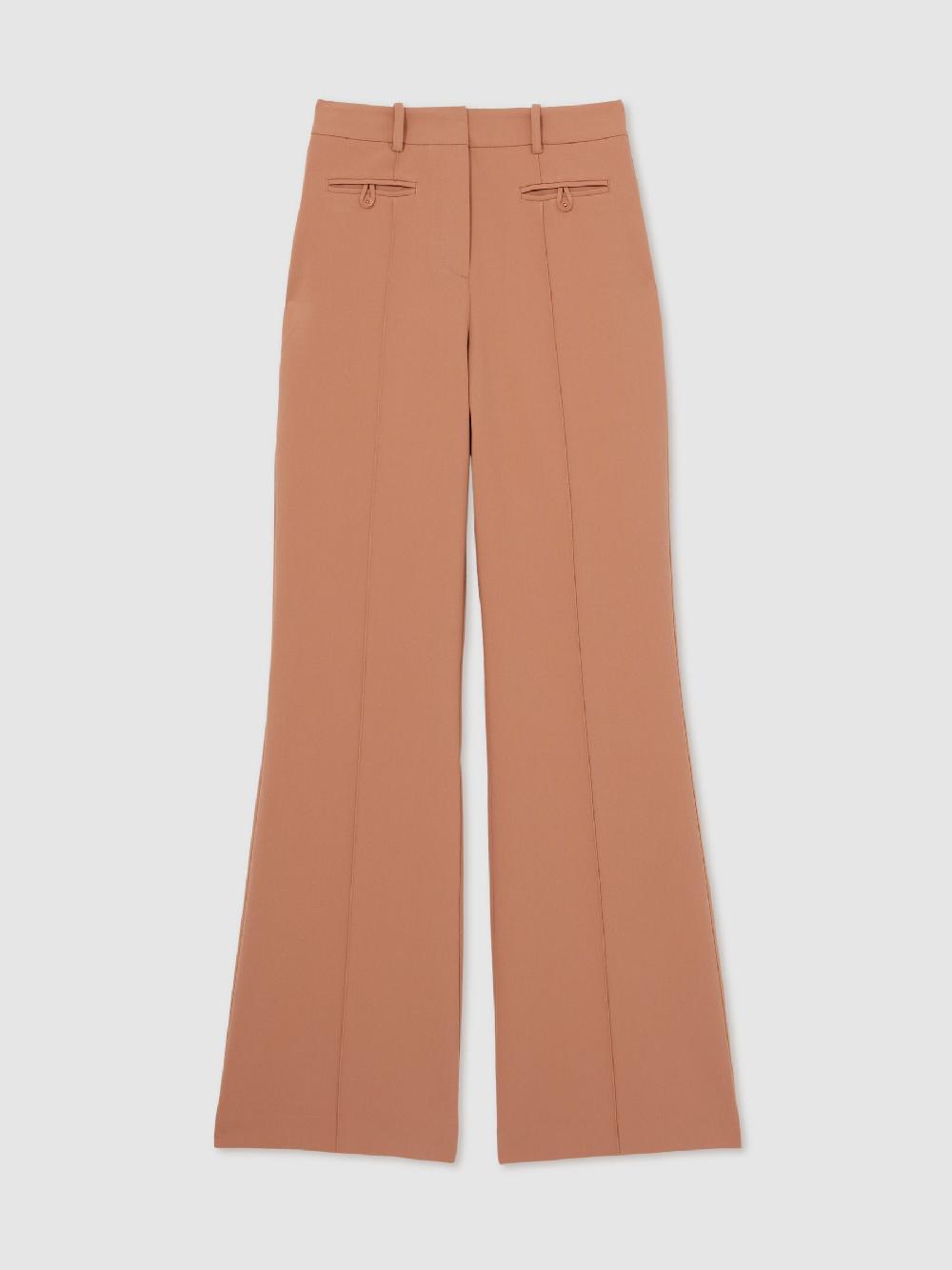 Reiss Petite Welt Pocket Flared Trousers In Tan