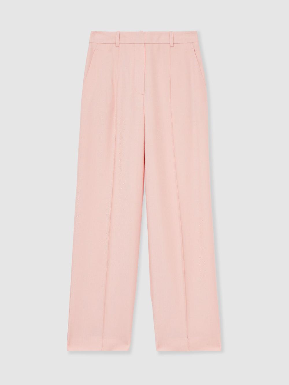 Reiss Petite Wide-Leg Suit Trousers In Pink