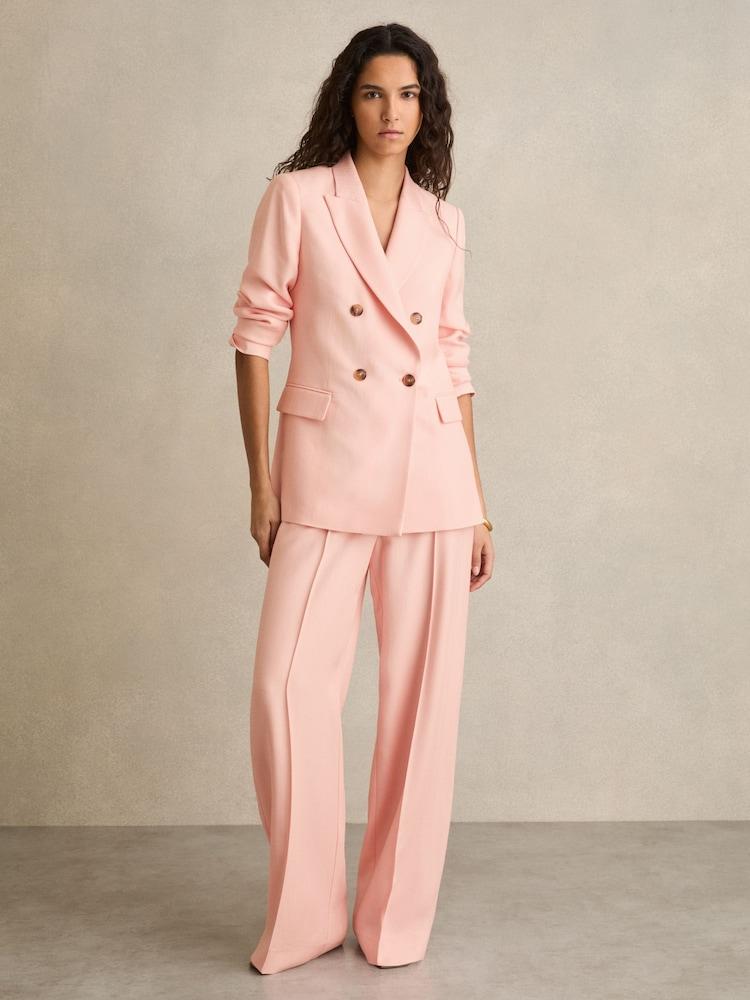 reiss Petite Wide-Leg Suit Trousers in Pink