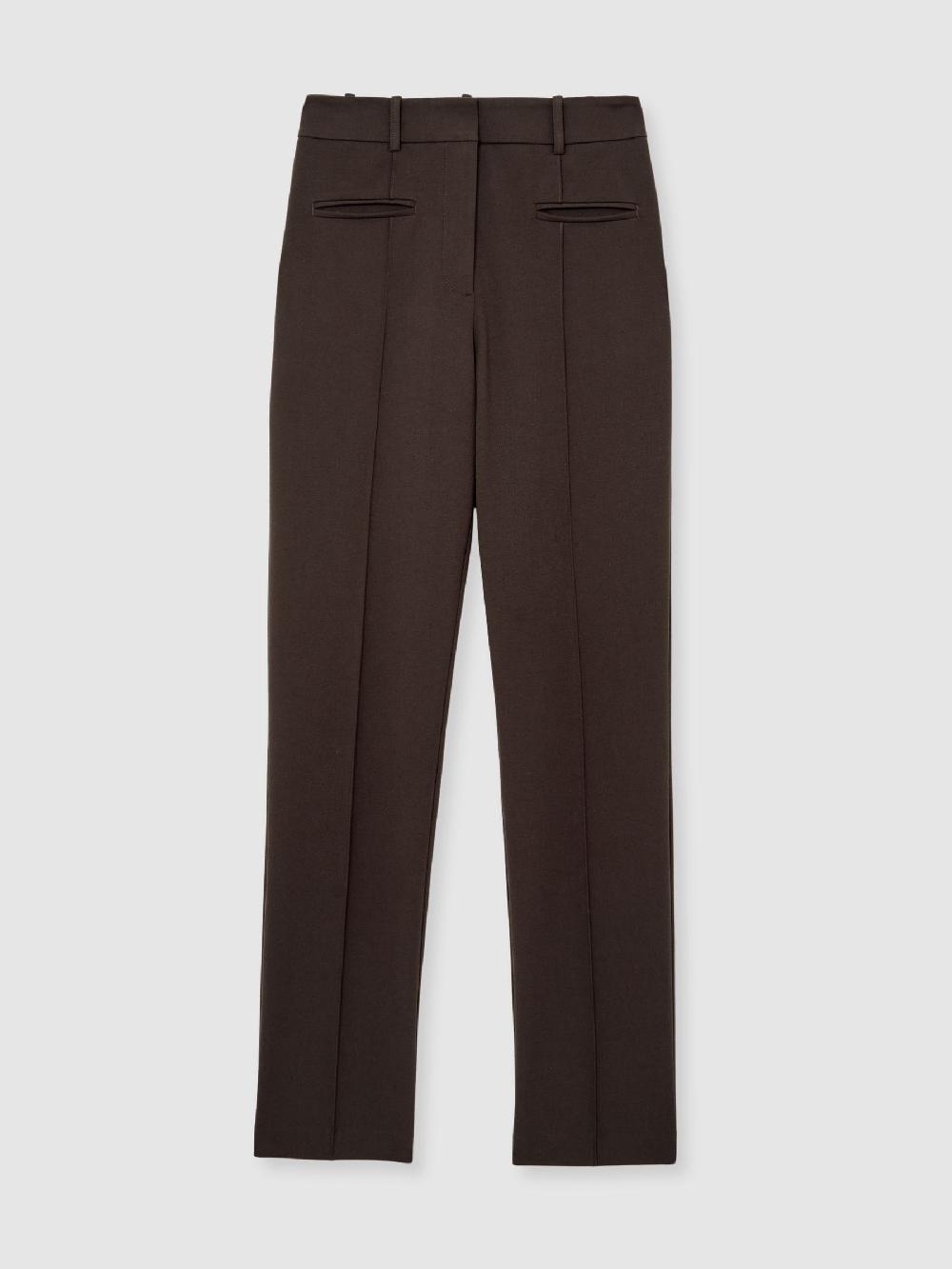 Reiss Pintuck Tapered Trousers In Chocolate Brown