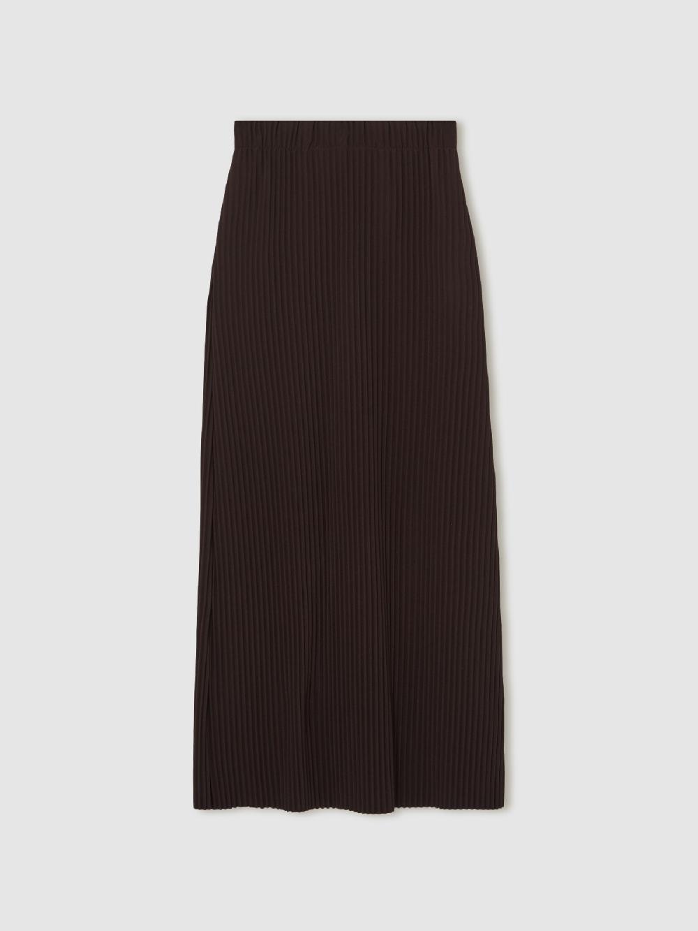 Reiss Pleated Jersey Midi Skirt In Burgundy