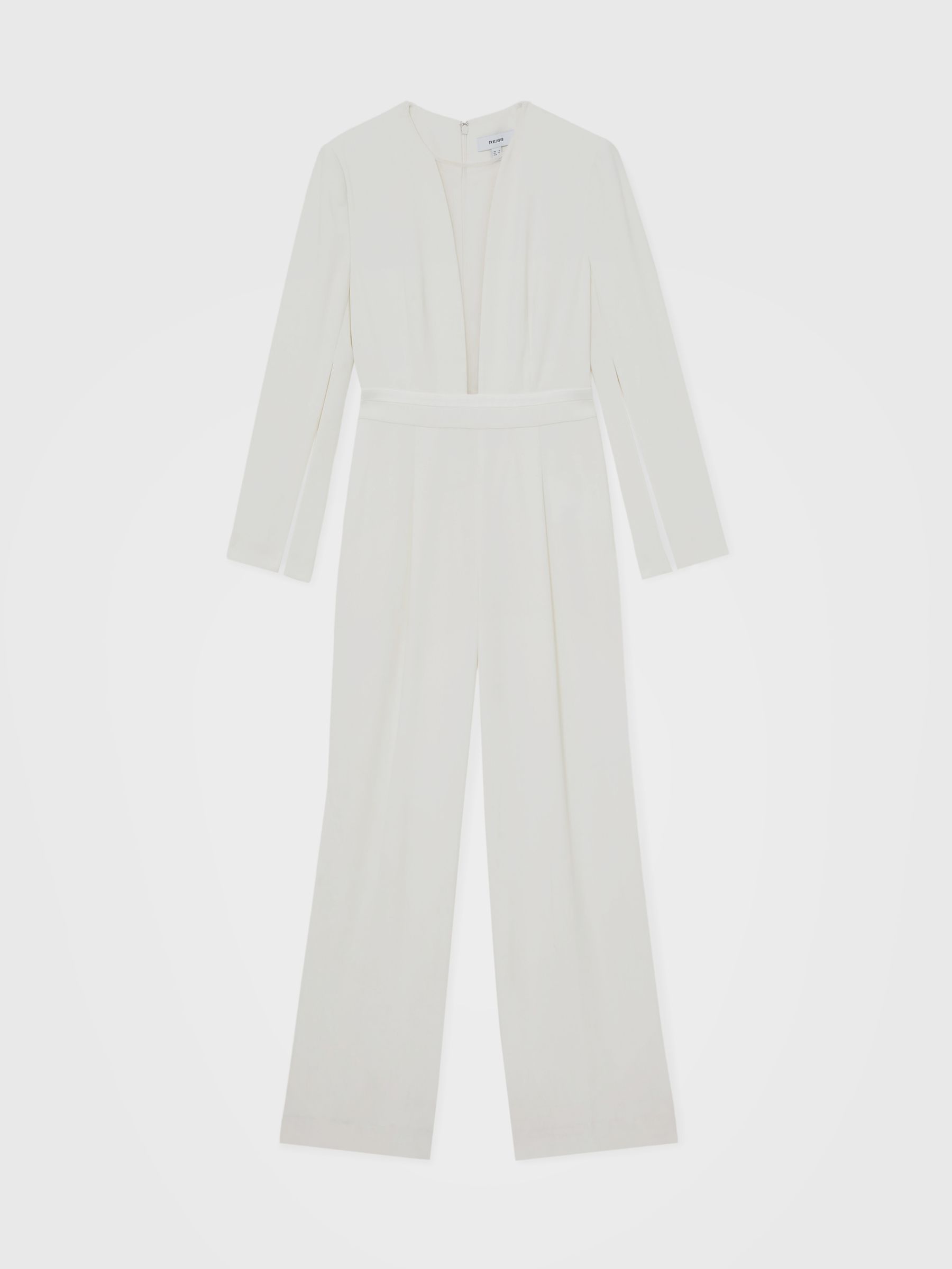Reiss Plunge-Neck Split-Sleeve Jumpsuit In Ivory