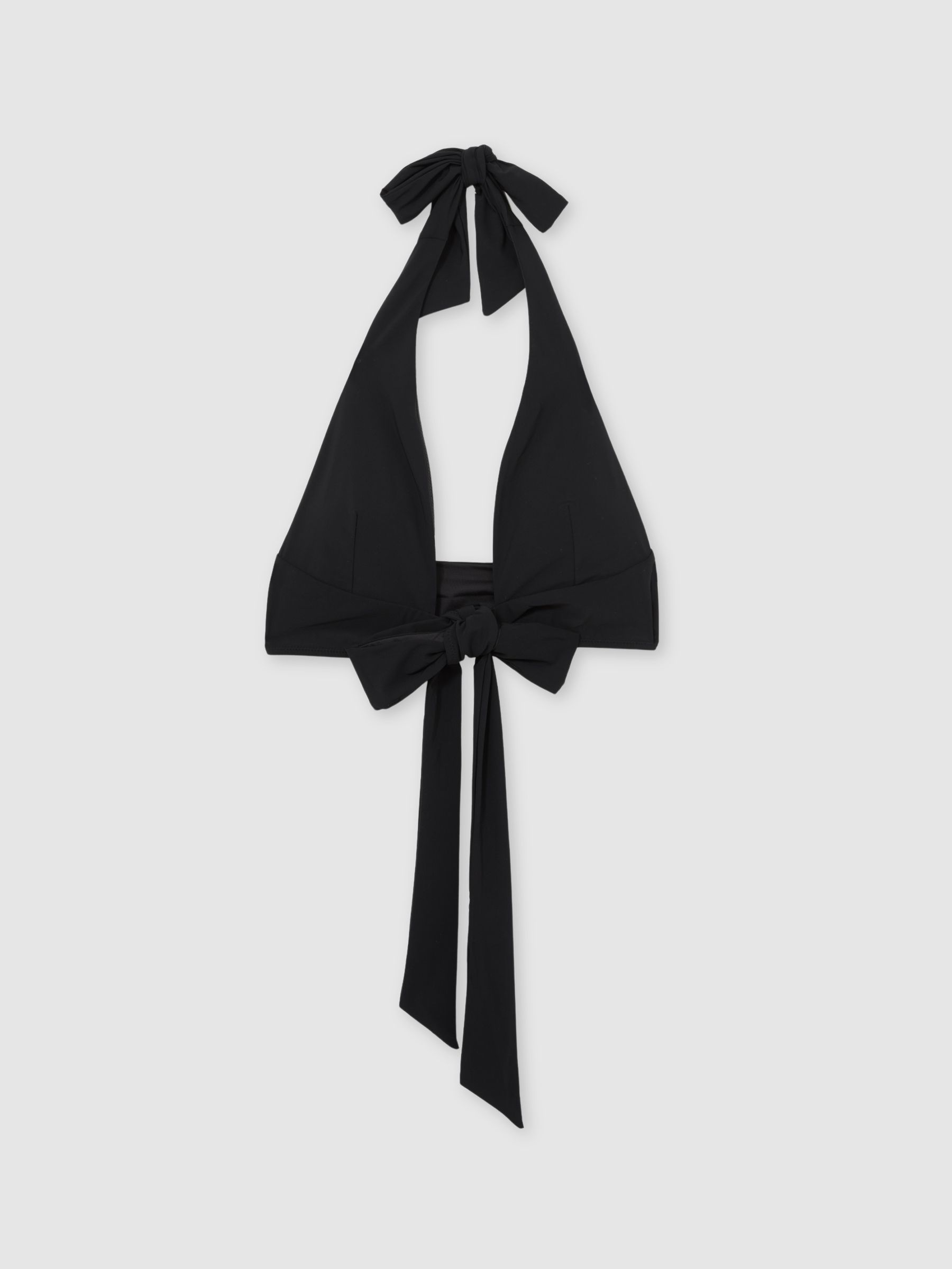 Reiss Plunge Tie Halterneck Bikini Top In Black
