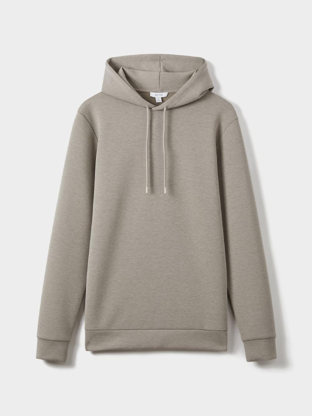 Reiss Premium Interlock-Jersey Hoodie In Taupe