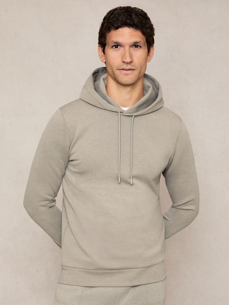 reiss Premium Interlock-Jersey Hoodie in Taupe