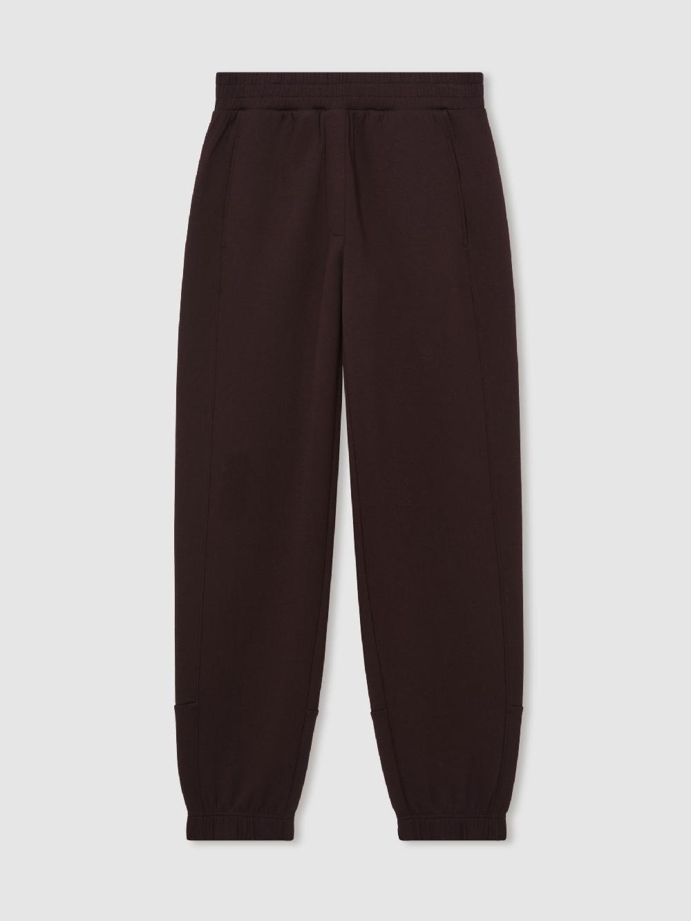Reiss Premium Interlock Tapered Joggers In Plum