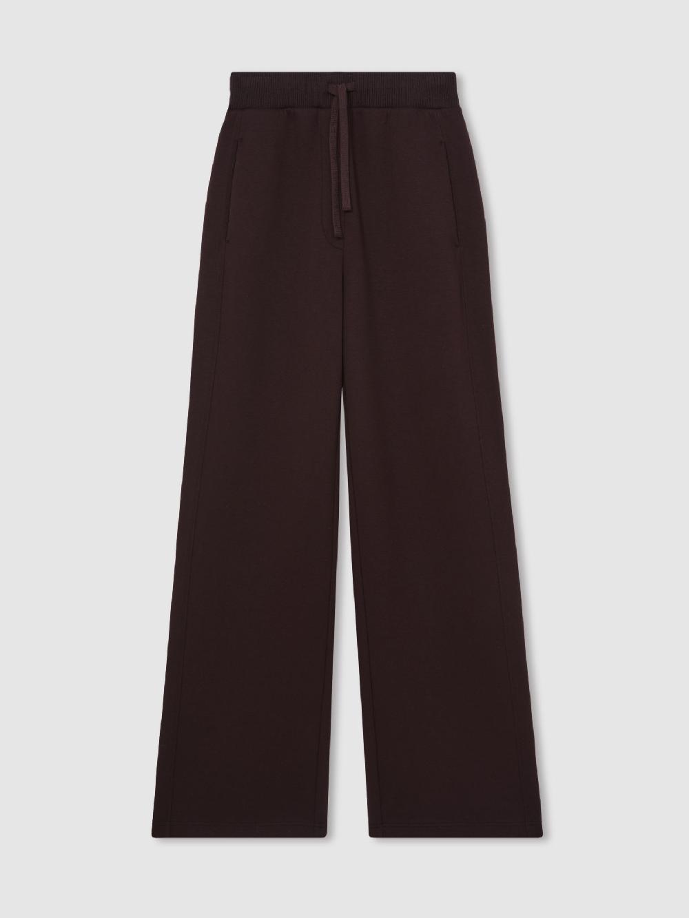 Reiss Premium Interlock Wide-Leg Joggers In Plum
