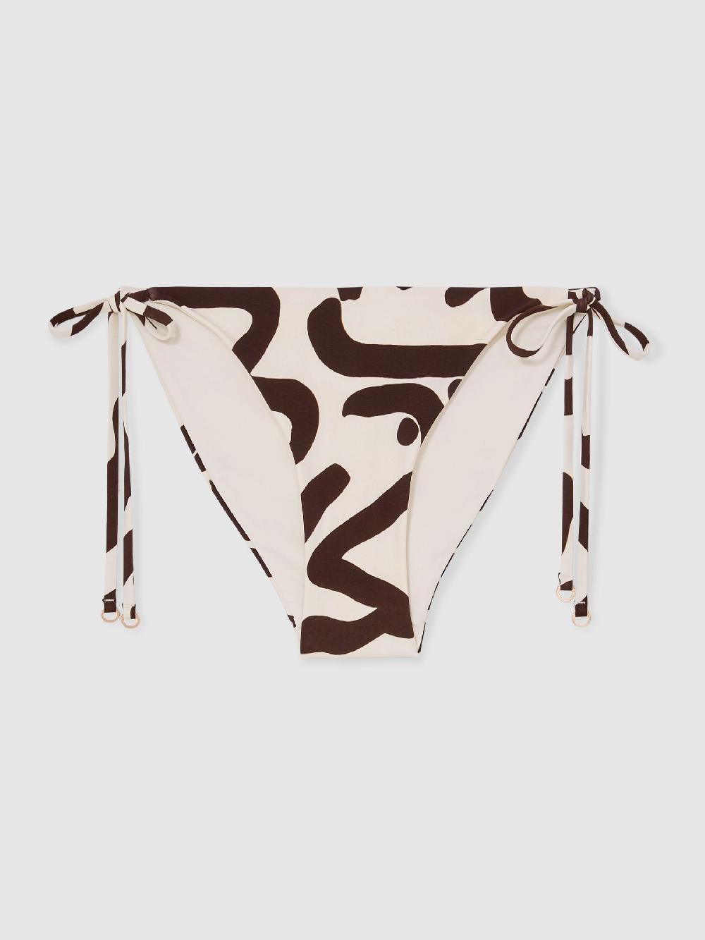 Reiss Printed Bikini Bottoms In Chocolate/Cream