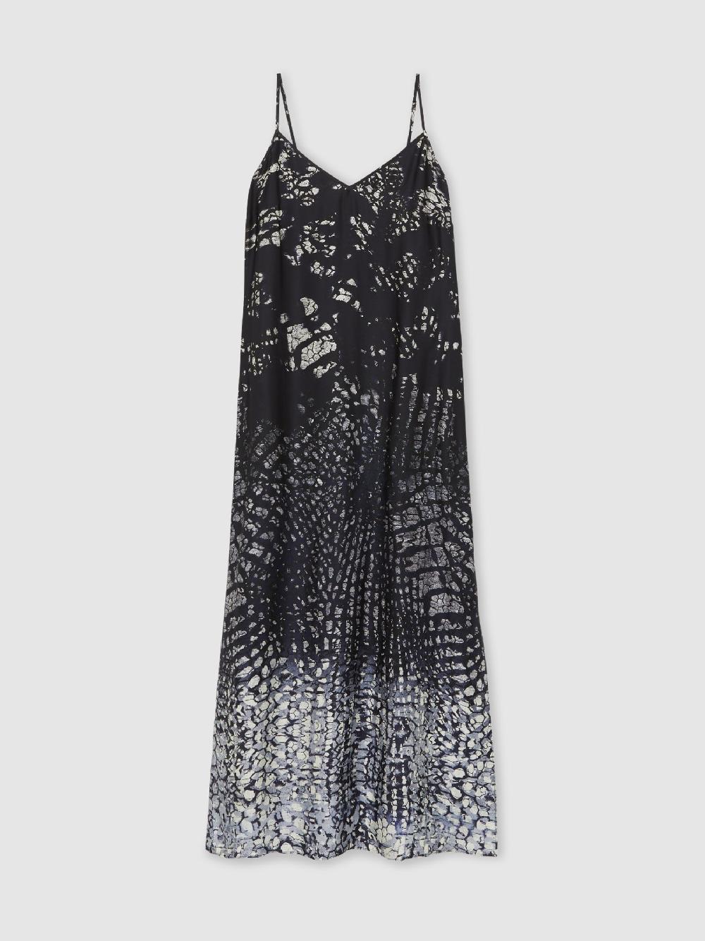 Reiss Printed Maxi Slip Dress In Navy