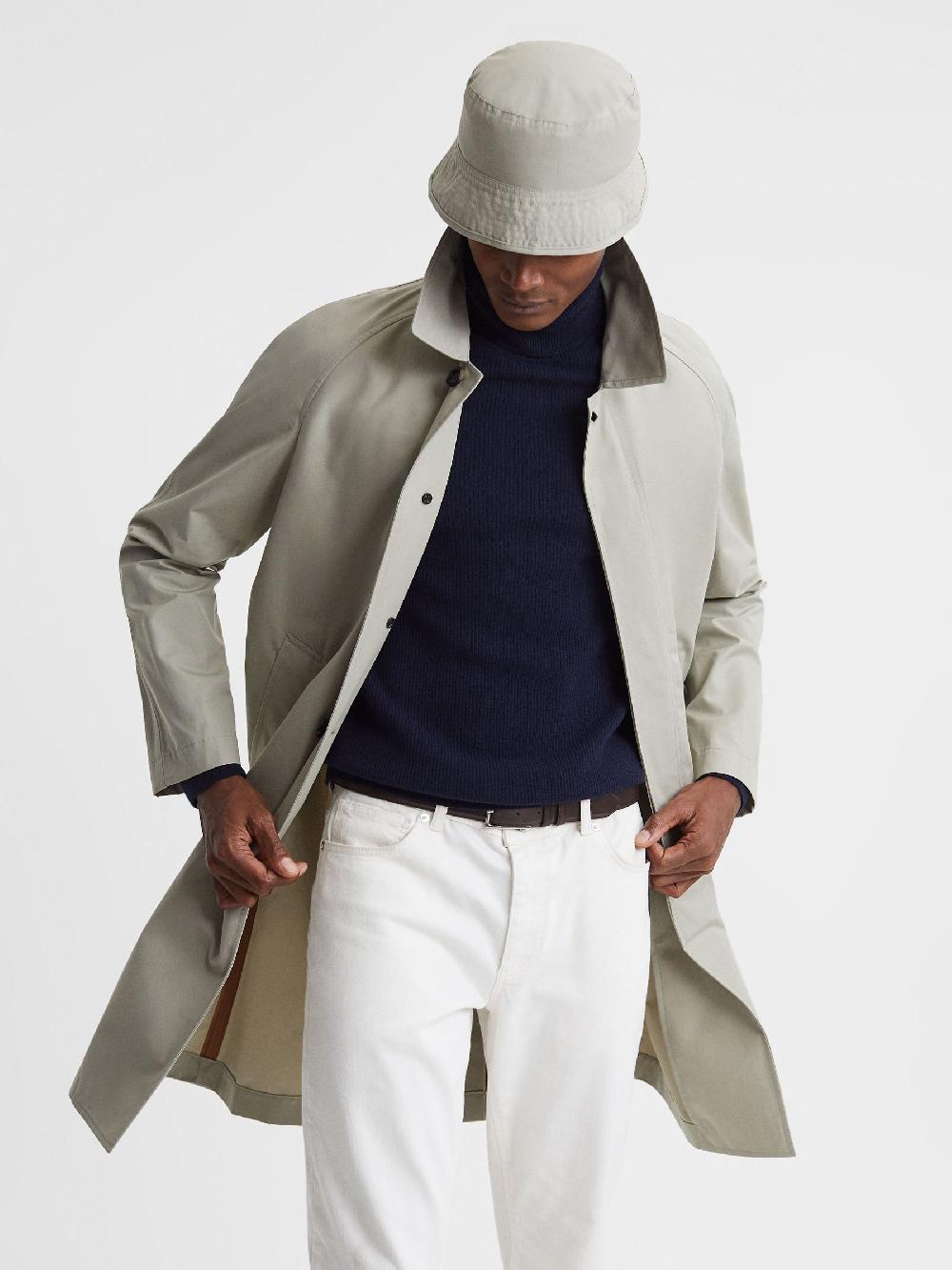 Reiss Private Bucket Hat In Stone